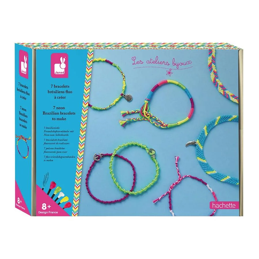Kit créatif - 7 bracelets brésiliens fluo à créer