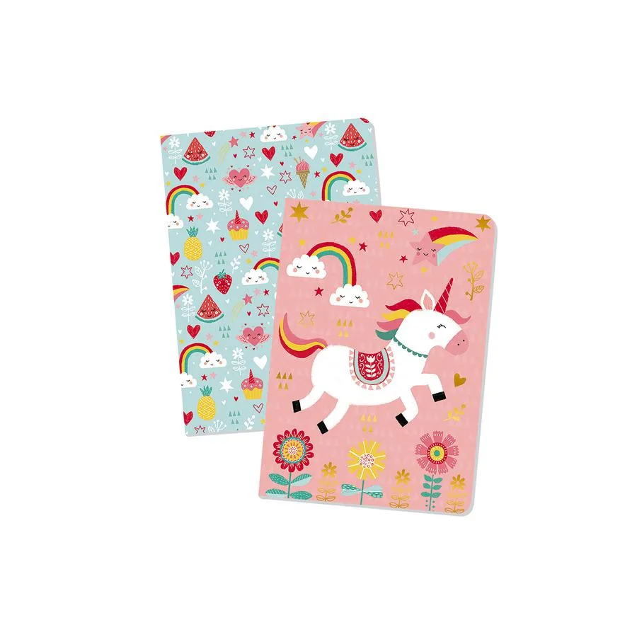 Lot de 2 carnets souples - 2 modèles assortis Renard et Licorne