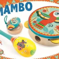 Set musical tambourin, maracas et castagnette Animambo