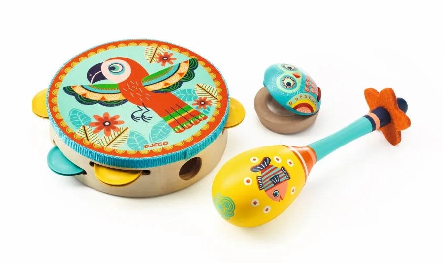 Set musical tambourin, maracas et castagnette Animambo – Image 2