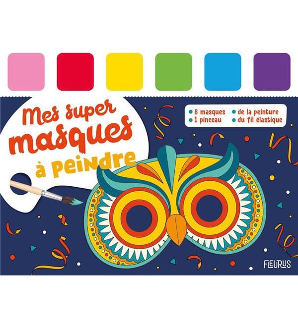 Mes super masques à peindre - Avec 8 asques, de la peinture, 1 pinceau et du fil élastique