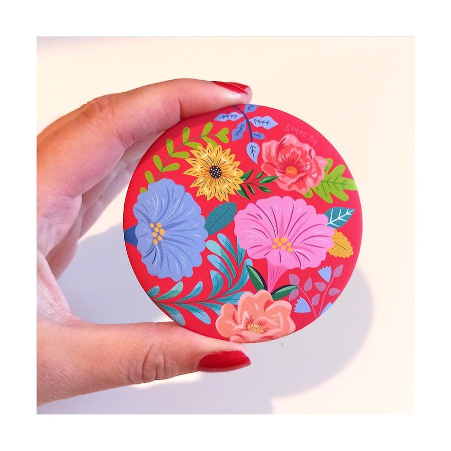 Miroir de poche "Fleurs Folk"