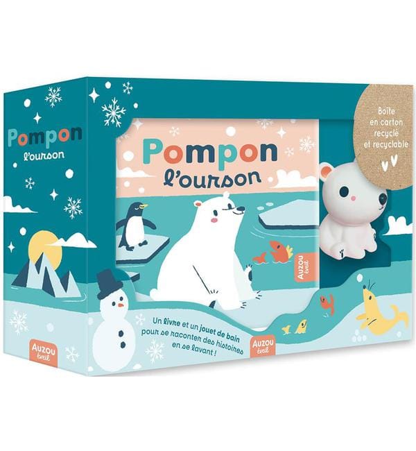 Pompon l'ourson - Coffret avec un livre pour le bain et un jouet de bain