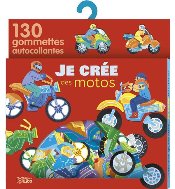 livre je crée des motos 130 gommettes autocollantes