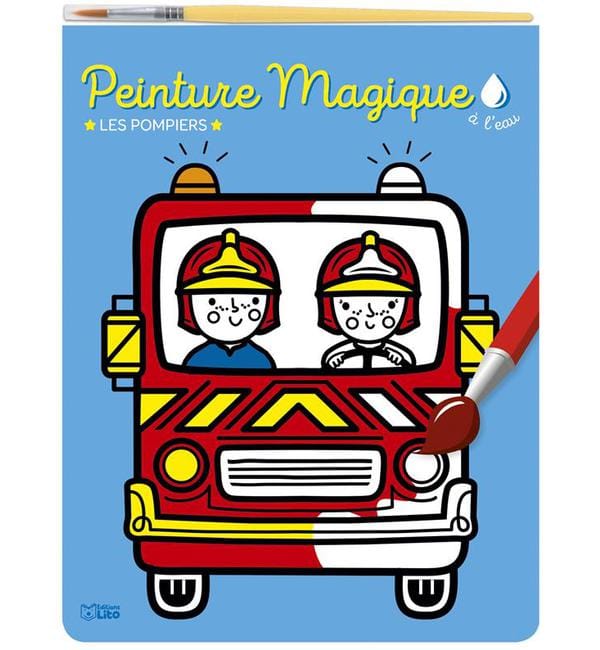 livre peinture magique à l'eau les pompiers