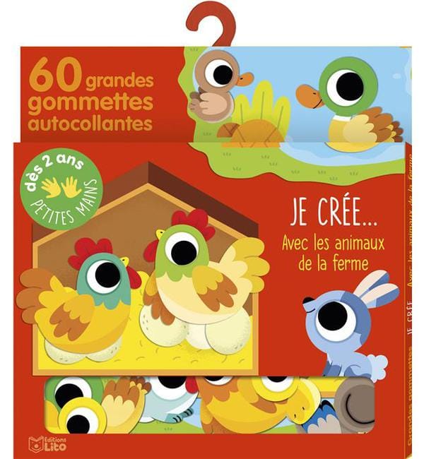 Je crée... Avec les animaux de la ferme - 60 grandes gommettes autocollantes
