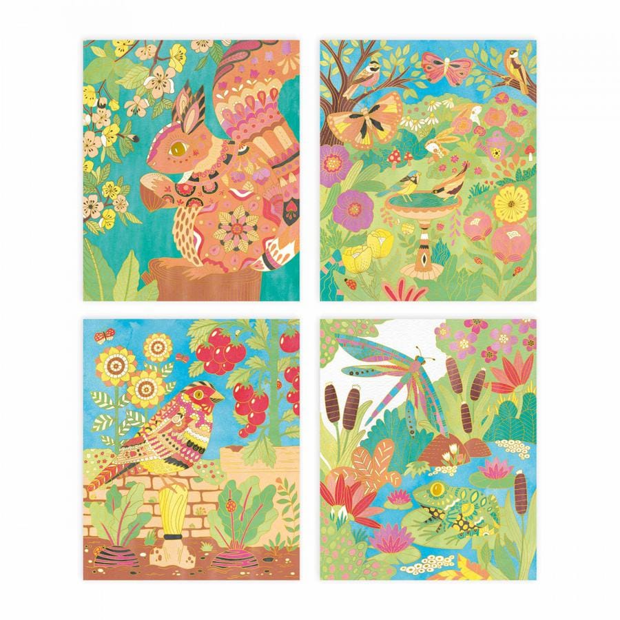 Tableaux dorés peinture aquarelle Jardin – Image 4
