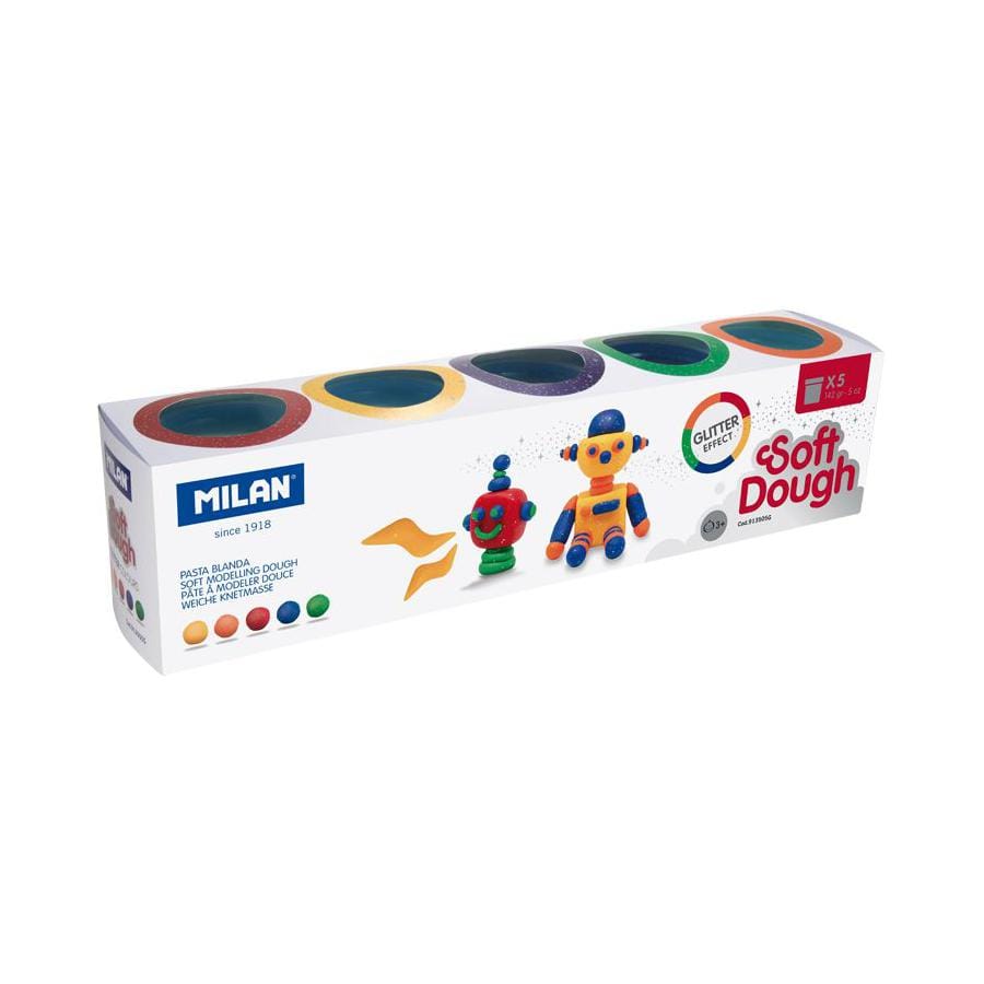 Pochette 5 pots Glitter Soft Dough