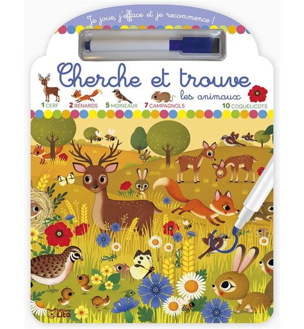 Cherche et trouve les animaux - Avec un feutre effaçable