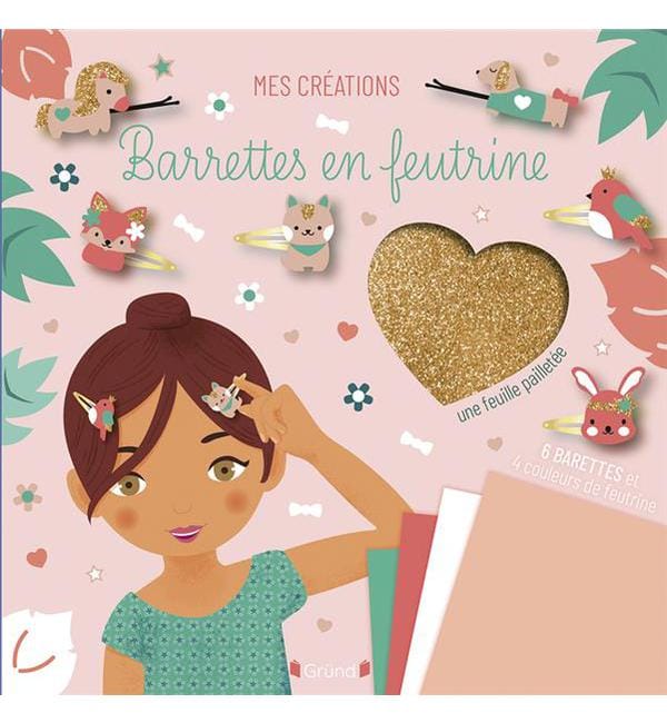 Barrettes en feutrine - Avec 1 feuille pailletée, 6 barrettes et 4 couleurs de feutrine