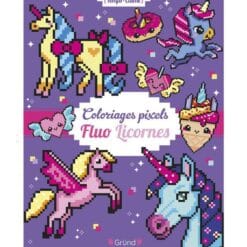 Coloriages pixels Fluo Licornes