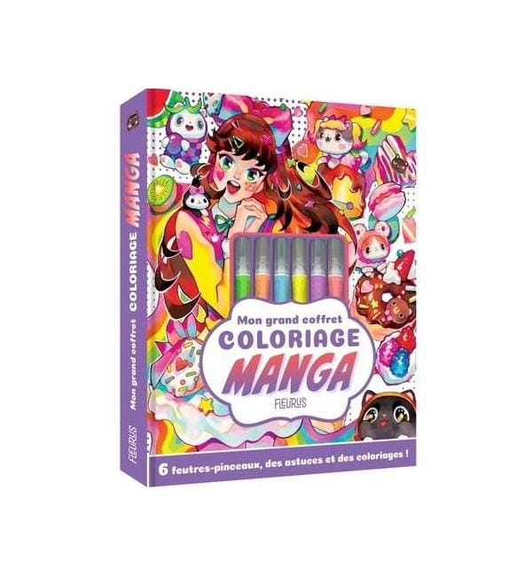 Mon grand coffret coloriage manga - Avec 6 feutres-pinceaux
