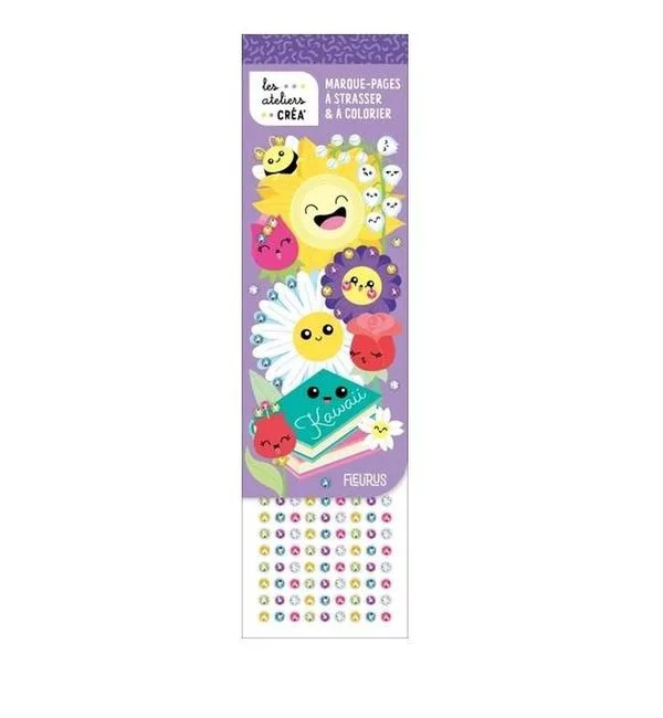 Marque-pages à strasser & à colorier Kawaii