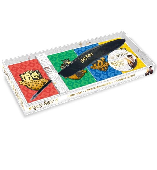Mon coffret papeterie Harry Potter - Avec 1 vraie plume, 4 carnets, 1 planche de stickers