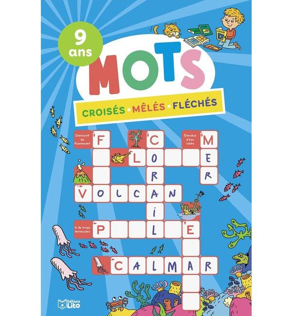 Mots croisés, mêlés, fléchés - 9 ans