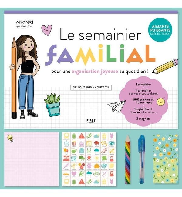 Le semainier familial. De août 2025 à août 2026