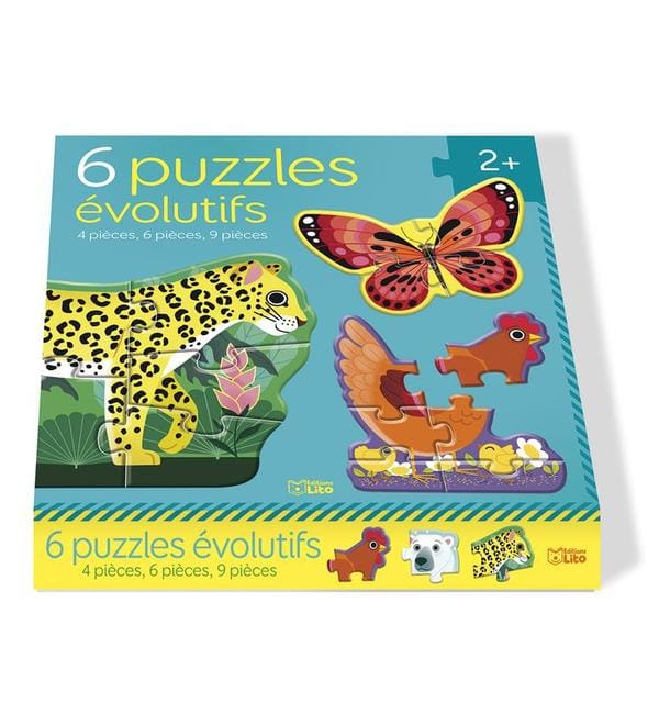6 puzzles évolutifs : 4 pièces, 6 pièces, 9 pièces
